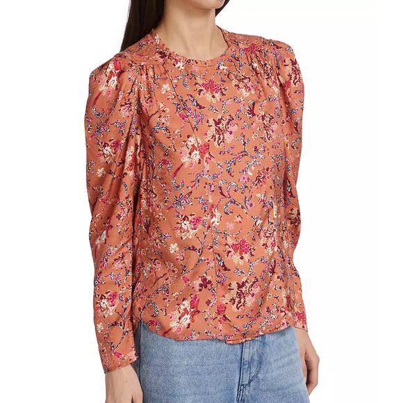 Isabel Marant Etoile NWT Benson Printed Long Sleeve Top Size 40 US 8 Floral Pink - Picture 2 of 10